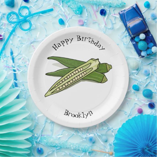 Okra cartoon illustratie papieren bordje (Feest)