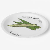 Okra cartoon illustratie papieren bordje (Gekanteld)