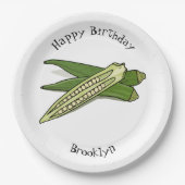 Okra cartoon illustratie papieren bordje (Voorkant)