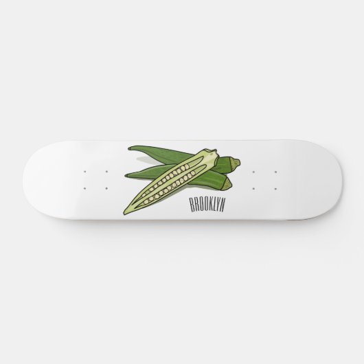 Okra cartoon illustratie persoonlijk skateboard (Horizontaal)