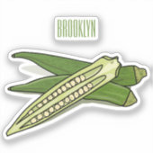 Okra cartoon illustratie sticker (Voorkant)