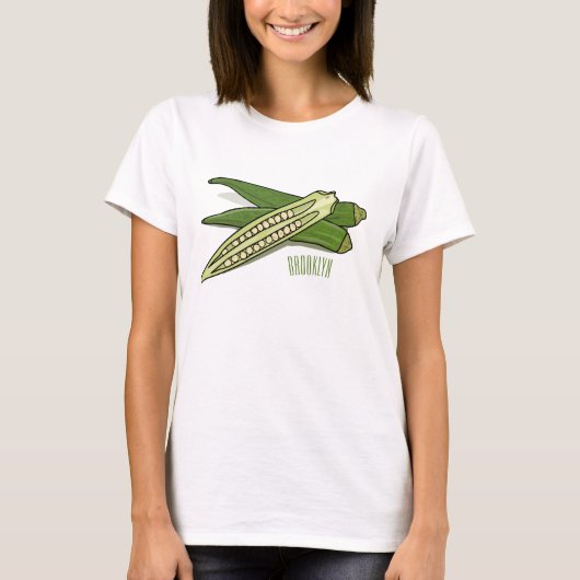 Okra cartoon illustratie t-shirt (Voorkant)