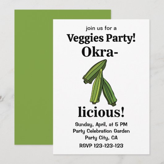 Okra Groente Veggies  Kaart (Voorkant / Achterkant)