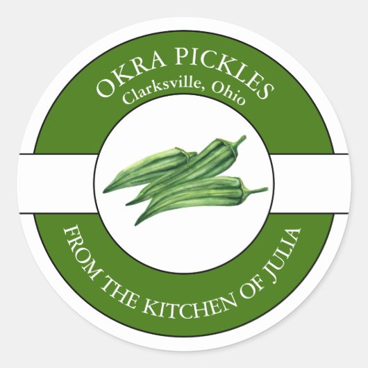 Okra Pickle Label (Voorkant)