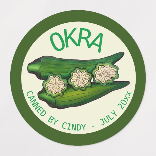 Okra Pods Veggie Vegetable Gumbo Labels (Design 2)