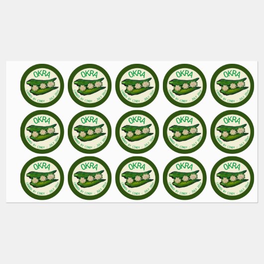 Okra Pods Veggie Vegetable Gumbo Labels (Vel)