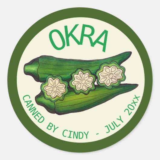 Okra Pods Veggie Vegetable Gumbo Ronde Sticker (Voorkant)
