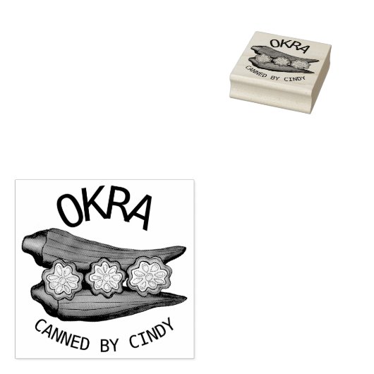 Okra Pods Veggie Vegetable Gumbo Rubberstempel (Gestempeld)