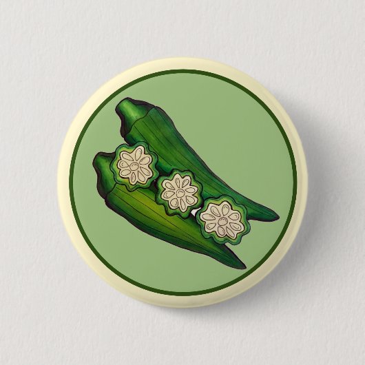Okra Pods Veggie Vegetable Gumbo Southern Food Ronde Button 5,7 Cm (Voorkant)
