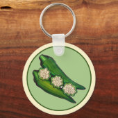 Okra Pods Veggie Vegetable Gumbo Southern Food Sleutelhanger (Voorkant)