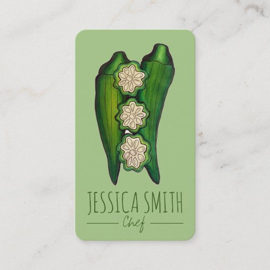 Okra Pods Veggie Vegetable Gumbo Southern Food Visitekaartje (Voorkant)