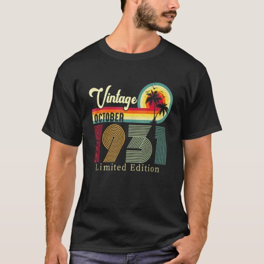 oktober 1931, geboortedag 91 t-shirt (Voorkant)
