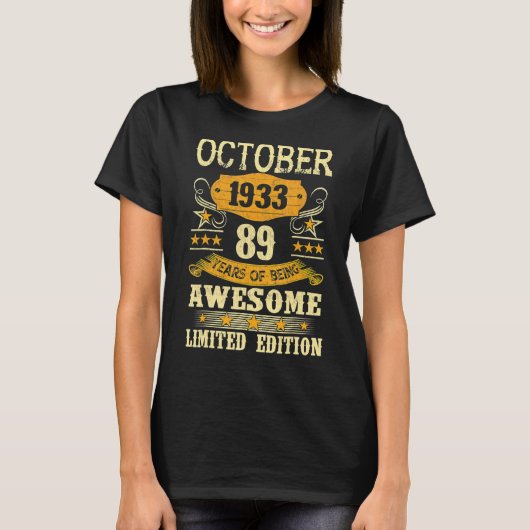 oktober 1933: 89 jaar Geweldige T-shirt (Voorkant)