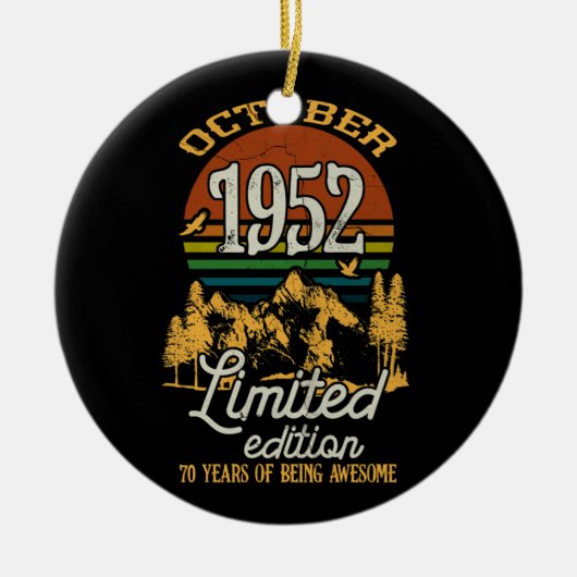 Oktober 1952 Zondag 70 jaar Oude 70e verjaardag Keramisch Ornament (Voorkant)