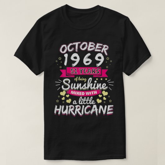 OKTOBER 1969 Meisje 51 jaar zonneschijn T-shirt (Design voorkant)