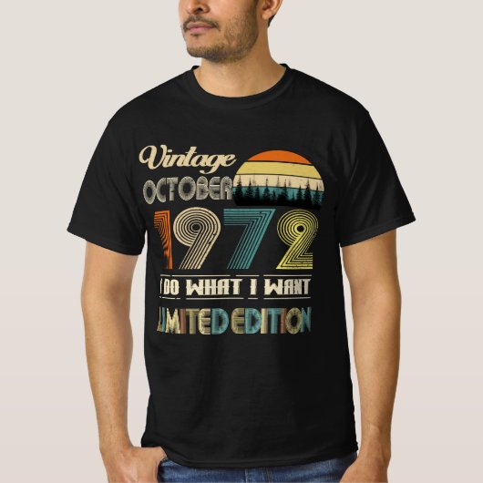 oktober 1972 T-shirt Retro Style Verjaardag (Voorkant)