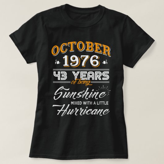 Oktober 1976 Shirt 43e Jubileum Gifts (Design voorkant)