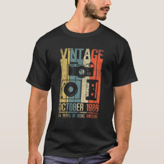 Oktober 1986 T 34 jaar oud 1986 Birthday Gift T-shirt