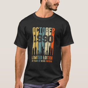 Oktober 1990 T Shirt 30 jaar oud Shirt 1990 gevoge