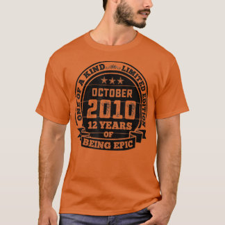 oktober 2010 12e verjaardag, 12 jaar t-shirt