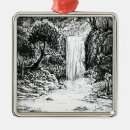 Oktober 2018 Dag 21 - Waterval in de Bossen Metalen Ornament