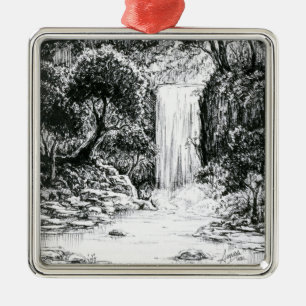 Oktober 2018 Dag 21 - Waterval in de Bossen Metalen Ornament