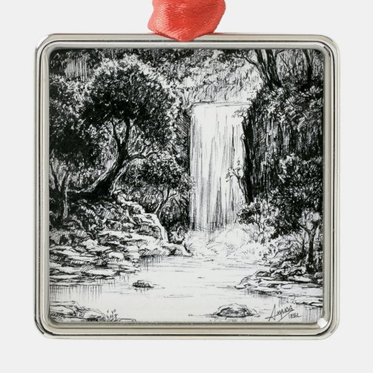 Oktober 2018 Dag 21 - Waterval in de Bossen Metalen Ornament (Voorkant)