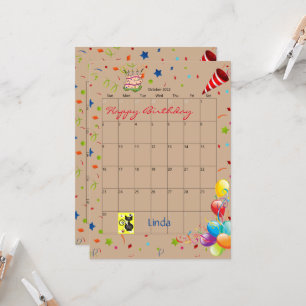 Oktober 2022 Kalender Gelukkige Verjaardag Uitnodi Kaart