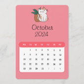 Oktober 2024 Stand Alone Kat en Plant Kalender Menu (Voorkant)