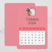 Oktober 2024 Stand Alone Kat en Plant Kalender Menu (Voorkant / Achterkant)