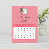 Oktober 2024 Stand Alone Kat en Plant Kalender Menu (Staand voorkant)