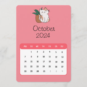 Oktober 2024 Stand Alone Kat en Plant Kalender Menu