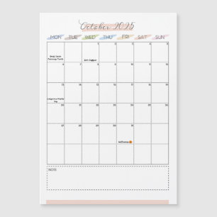 Oktober 2025 Magnetische kalender