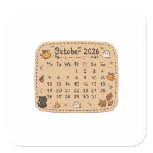 Oktober 2026 kalendersticker | Halloween
