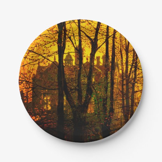 Oktober Afterglow John Atkinson Grimshaw Papieren Bordje (Voorkant)