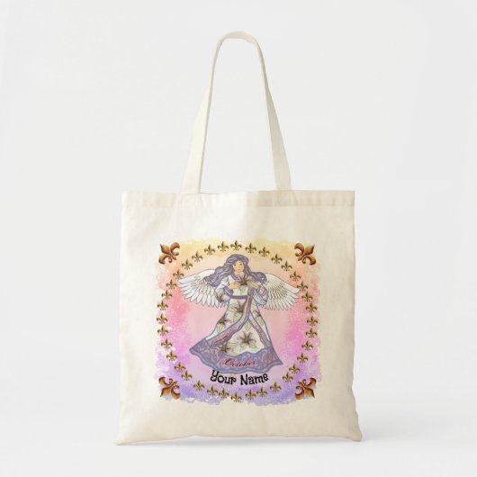 Oktober Birthday Angel, aangepaste naam Canvas tas (Voorkant)