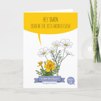 Oktober Birthday Card, geboren in de beste maand o Feestdagen Kaart