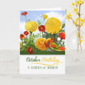 Oktober Birthday Marigold Garden Kaart (Gele Bloem)