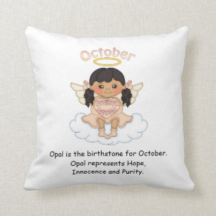 Oktober Birthstone Angel Black Kussen