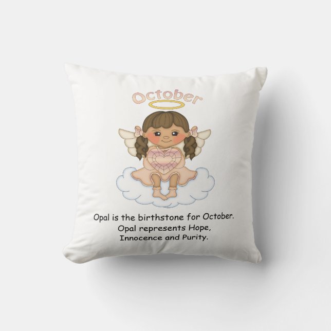 Oktober Birthstone Angel Brunette Kussen (Voorkant)