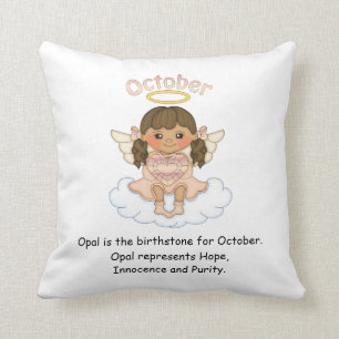 Oktober Birthstone Angel Brunette Kussen