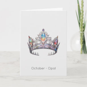 Oktober Birthstone Opal Crown Verjaardag Kaart