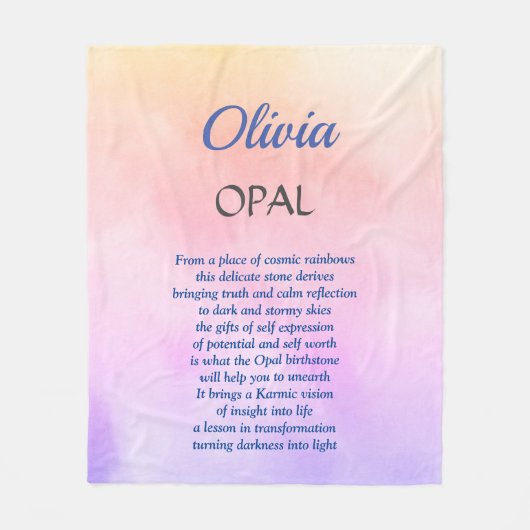 Oktober Birthstone Opal Design Fleece Deken (Voorkant)