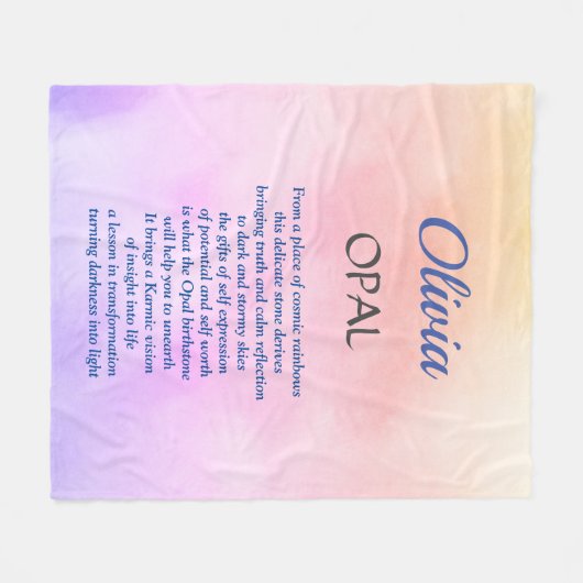 Oktober Birthstone Opal Design Fleece Deken (Voorkant (Horizontaal))