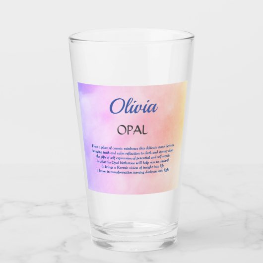 Oktober Birthstone Opal Design Glas (Voorkant)