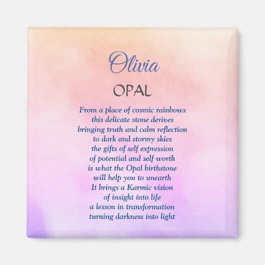 Oktober Birthstone Opal Design Magneet (Voorkant)