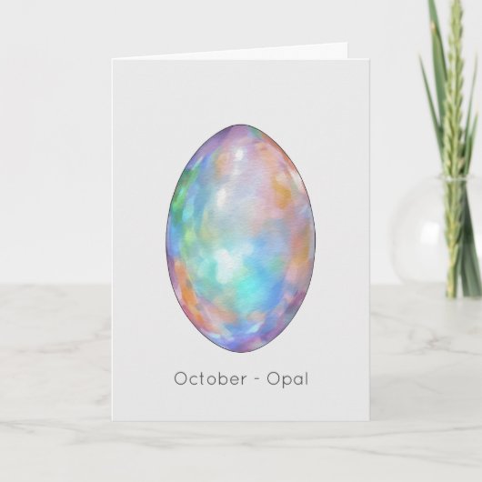 Oktober Birthstone Opal Happy Birthday Kaart (Voorkant)