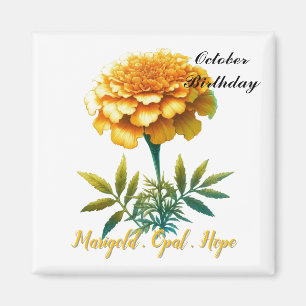 Oktober Birthstone Opal Marigold Flower Magneet