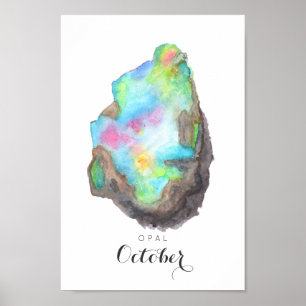 Oktober Birthstone - Opale Waterverf POSTER