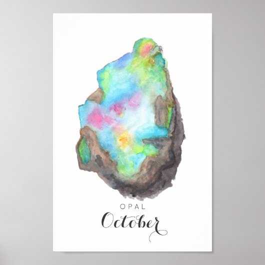 Oktober Birthstone - Opale Waterverf | POSTER (Voorkant)
